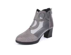 Women's Genuine Leather Ankle Mesh Boots - Ailime Designs