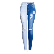 Load image into Gallery viewer, Plus Size Beauties Pencil Style Straight Leg Denim Jeans w/ Lined Frayed Panels - Ailime Designs