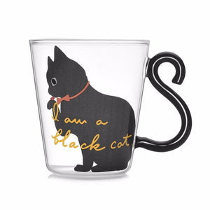 Black Cak Drinkware Glass w/ Cat Tail Handle - Ailime Designs