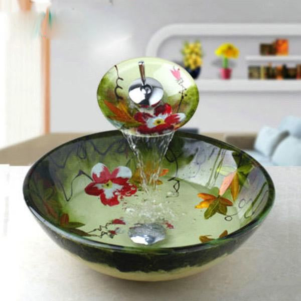 Decorative Tempered Glass Bathroom Basin Sinks - Ailime Designs