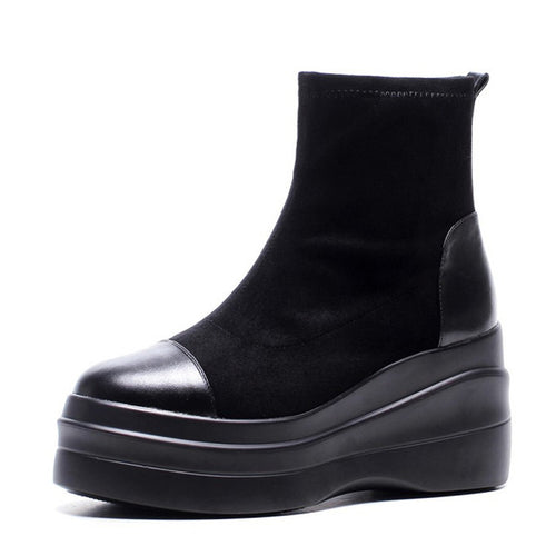 Women's Genuine Leather Platform Boots - Ailime Designs