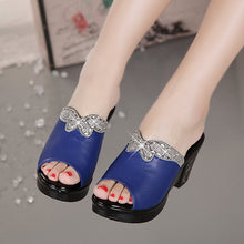 Load image into Gallery viewer, Women&#39;s Genuine Leather Crystal Design Mules - Ailime Designs
