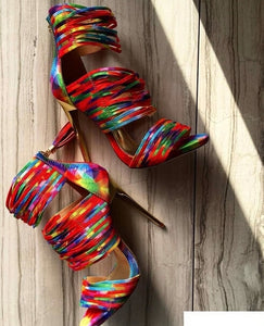 Women's Multi Colored Strappy Gladiator Style High Heels