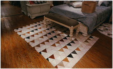 Load image into Gallery viewer, Geometric Diamond Design Lovely Handmade Leather Skin Area Rugs