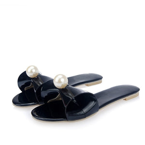 Women's Patent Leather Comfortable Flat Slipper Mules - Ailime Designs