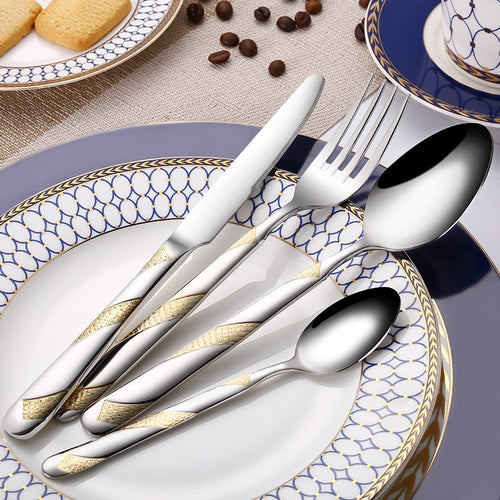 Stainless Steel Gold Plated 24 Pc Tableware Sets