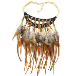 Women's Ethnic Layered Feather Design Choker Necklaces