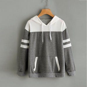 Two-Toned Sweatshirts Winter Hoodies - Women's Long Sleeve w/ Pockets