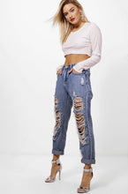 Load image into Gallery viewer, Plus Size Beauties Women&#39;s Ripped Style Jeans w/ Bead Trim Detail Design - Ailime Designs