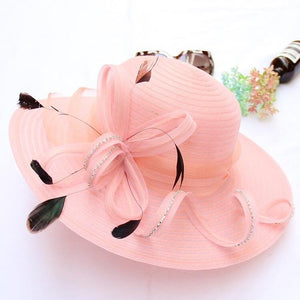 Women Stylish Straw Ribbon Design Hats For Church - Ailime Designs