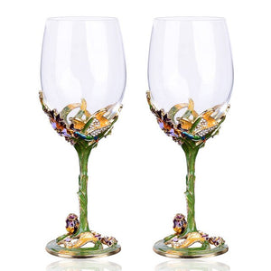 Elegant Iris Engraved Base Design Champagne Glasses - Ailime Designs