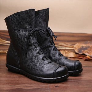 Women's Vintage Style Design Genuine Leather Ankle Boots