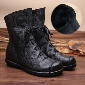 Women's Vintage Style Design Genuine Leather Ankle Boots