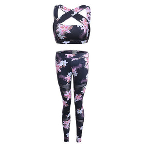 Sexy Casual Floral Printed Women's 2pc Fitness Set - Ailime Designs