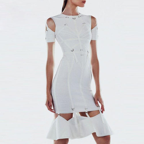 Women’s Fine Quality Hollow-cut Design White Dresses - Ailime Designs