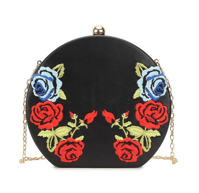 Women's Oval Pu Leather Embroidered Design Handbags - Ailime Designs - Ailime Designs