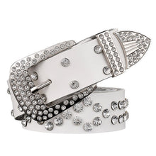 Load image into Gallery viewer, Diamond Link Design Women&#39;s High Quality Genuine Leather Rhinestone Belts - Ailime Designs