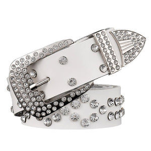 Diamond Link Design Women's High Quality Genuine Leather Rhinestone Belts - Ailime Designs