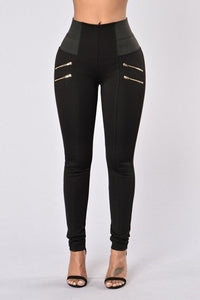 Stylish Women's Elastic Hour-glass Waistline Leggings w/ Zipper Front Design - Ailime Designs