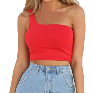 Summer Sexy Women's One-shoulder Strap Crop Tops