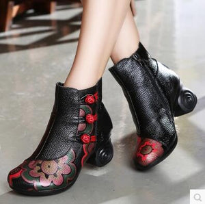 Women's Vintage Style Handmade Soft Leather Skin Ankle Boots - Ailime Designs