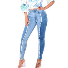 Load image into Gallery viewer, Women&#39;s Ragged Fringe Trim Edges Denim Jean Pants w/ Pockets - Ailime Designs
