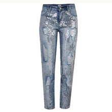 Load image into Gallery viewer, Plus Size Beauties Bling Sequin Low Waist Jeans w/ Pockets &amp; Slim Fit - Ailime Designs
