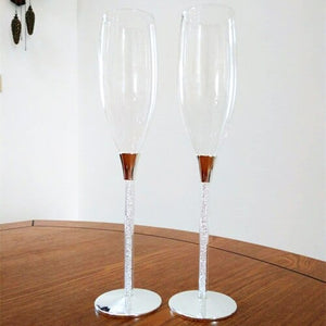 Cool Crystal Ring Drape Design Champagne Glasses - Ailime Designs