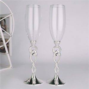 Cool Crystal Ring Drape Design Champagne Glasses - Ailime Designs