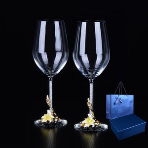 Elegant Craved Enamel Design Champagne Glasses - Ailime Designs