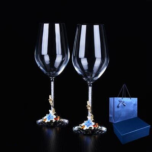 Elegant Craved Enamel Design Champagne Glasses - Ailime Designs