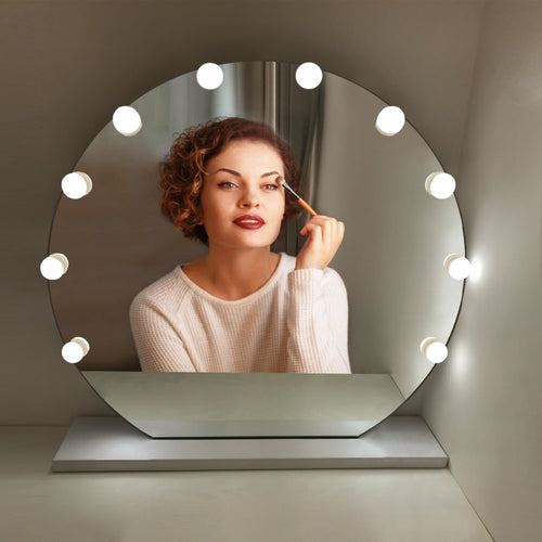 Cool Round-Shape LED Light Mirror w/ Base Stand - Ailime Designs - Ailime Designs