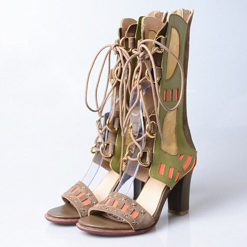 Women's Genuine Suede Leather Hollow-cut Design Shoe Boots