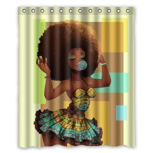Sassy 3D African Amercian Girl Shower Curtain - Ailime Designs