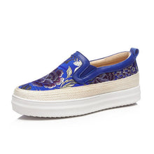 Load image into Gallery viewer, Women&#39;s Genuine Leather Floral Print Design Platform Shoes - Ailime Designs