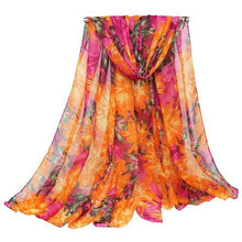 Load image into Gallery viewer, Women Chiffon Silk Scarves - Polyester Floral Printed Shawls