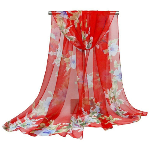 Women's Chiffon Silk Floral Printed Scarves - Ailime Designs
