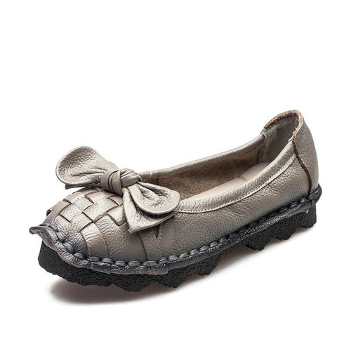 Women's Genuine Leather Skin Bow Knot Design Loafers - Ailime Designs