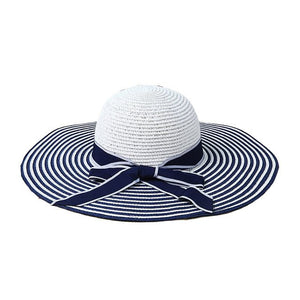 Ladies Wide Brim Summer Stripe Hats - Ailime Designs