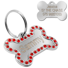 Load image into Gallery viewer, Personalized Animal Dog Bone Shape Rhinestone Charm Tags - Ailime Designs - Ailime Designs