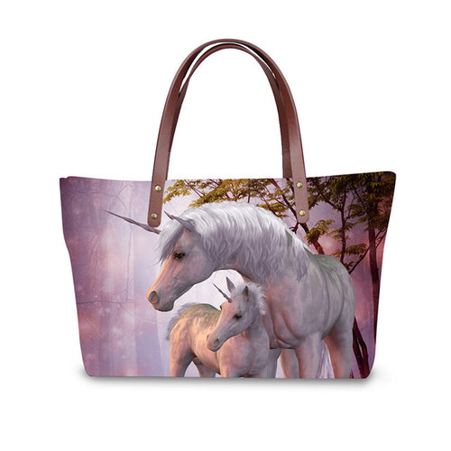 Women’s 3D Screen-Printed Horses Design Tote Bags – Fine Quality Accessories - Ailime Designs