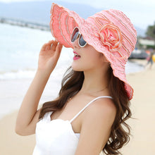 Load image into Gallery viewer, Women&#39;s Ribbon Trim Wave Design Wide Floppy Summer Hats - Ailime Designs