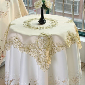 Elegant Polyester Embroidered Floral Tablecloths - Lace Cut-work - Ailime Designs