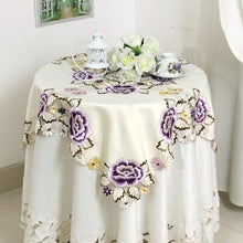 Load image into Gallery viewer, Elegant Polyester Embroidered Floral Tablecloths - Lace Cut-work - Ailime Designs
