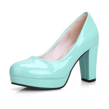 Load image into Gallery viewer, Women&#39;s Thick Soles Shiny Patent Leather Pumps - Ailime Designs