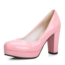 Load image into Gallery viewer, Women&#39;s Thick Soles Shiny Patent Leather Pumps - Ailime Designs
