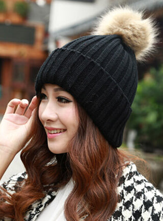 Thermal Protection Sphere Knitted Beanie Caps - Pompom Top Accessories