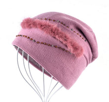 Load image into Gallery viewer, Fashionable All-Year-Round Women&#39;s Beaded &amp; Rabbit Trim Caps