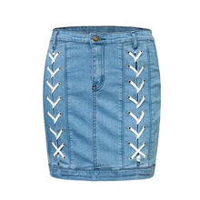 Load image into Gallery viewer, Classic Style Women&#39;s Lace Tie Front Panel Denim Mini Skirts - Ailime Designs