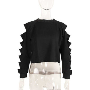 Women's Long Sleeve Cut-Panel Design Solid Sweatshirts - Ailime Designs